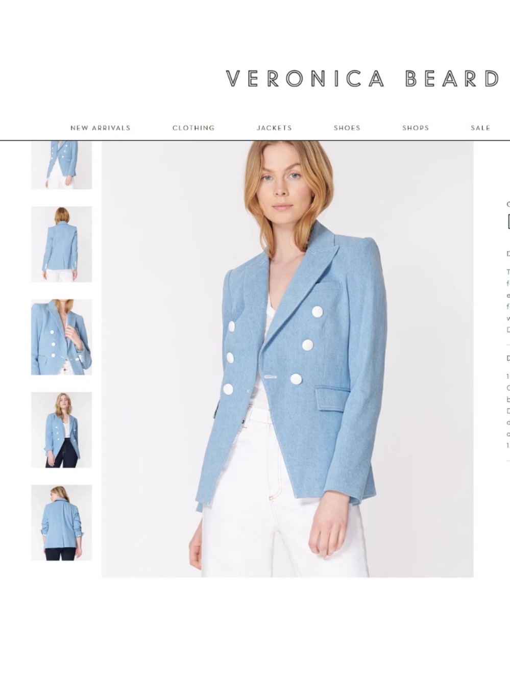 VERONICA BEARD Dickey Jacket Women sz 24 MILLER Denim Light Blue Jean Blazer NWT - Picture 2 of 9